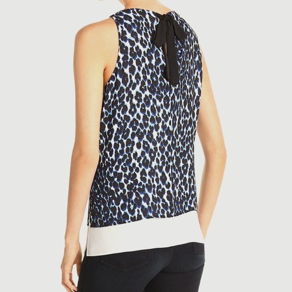 LE GALI Alyssa Sleeveless Layered Animal Print Tie Back Blouse, S NWT - Picture 2 of 10